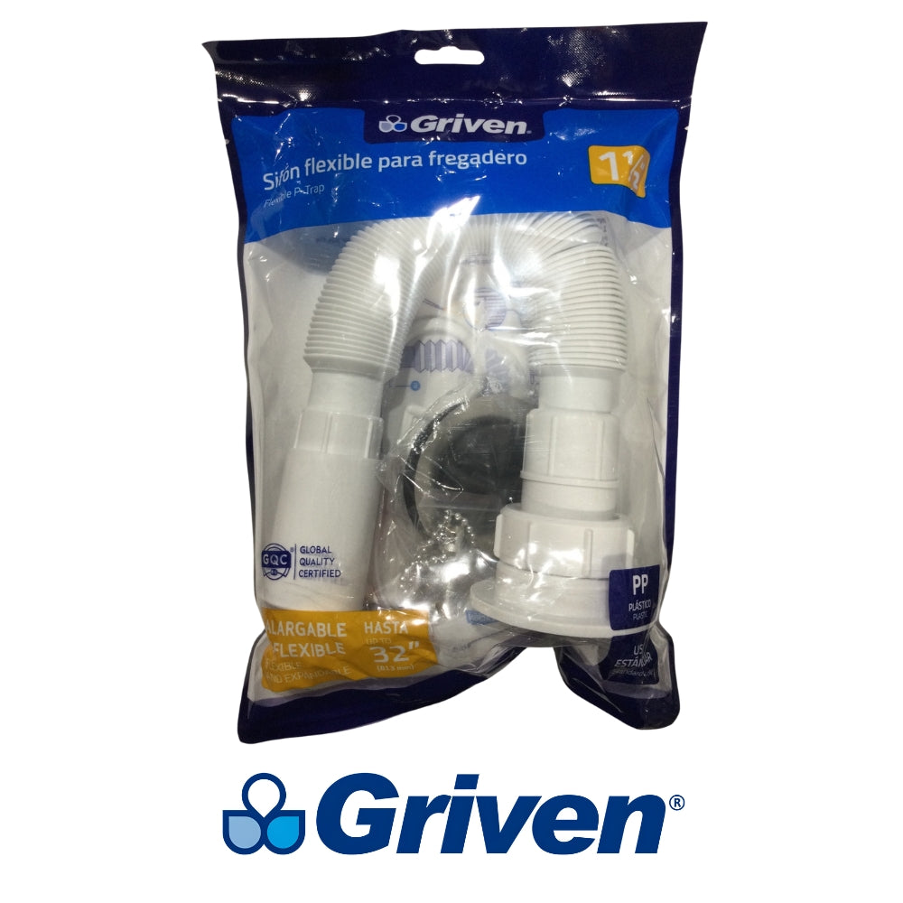 TRAMPA FLEXIBLE PARA FREGADERO 1-1/2 PULGADAS GRIVEN A367-FP002-1-2