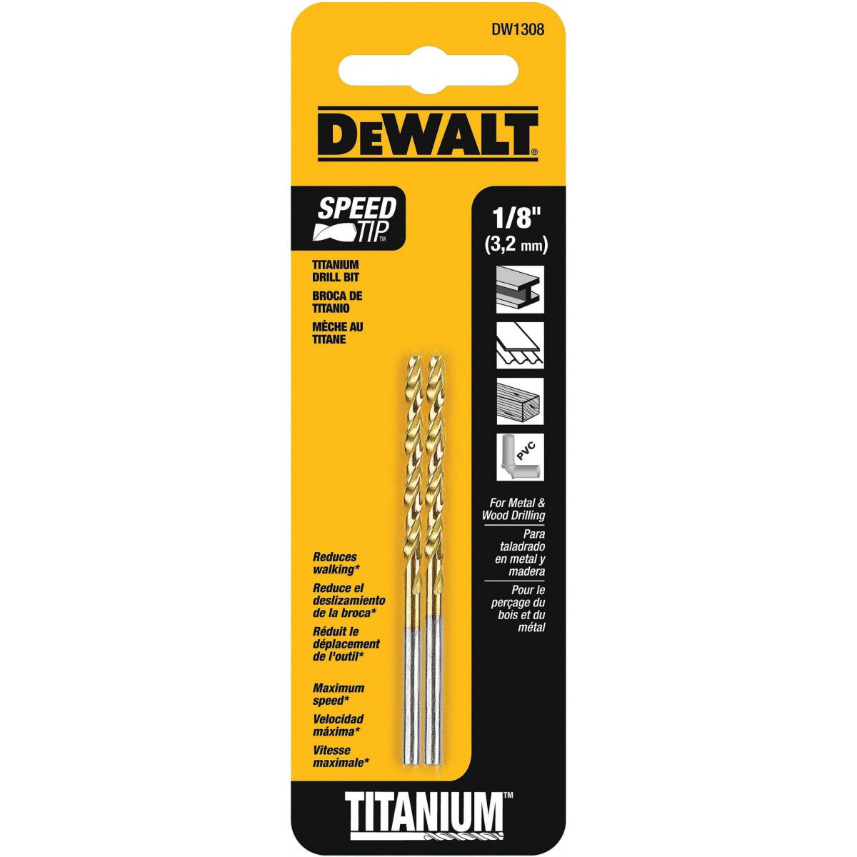 BROCA TITANIO 1/8 PULGADAS DEWALT (DW1308)