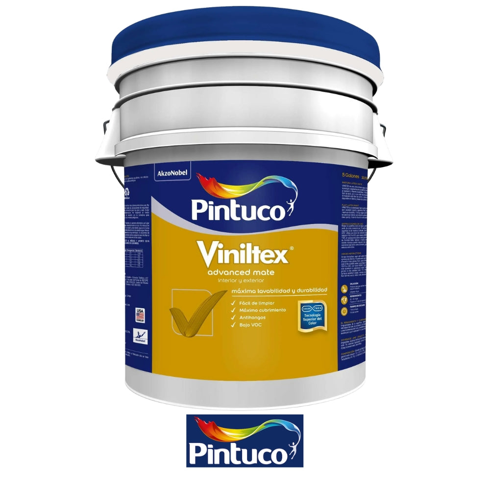 PINTURA VINILTEX SUPER LAVABLE LATEX MATE BASE WHITE TINTE 05GL (18.925L) PINTUCO