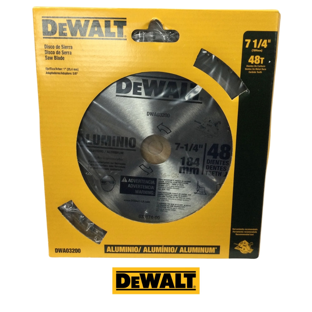 DISCO CORTE ALUMINIO 7 1/4 PULGADAS X 5/8 PULGADAS 48D DW03200 DEWALT