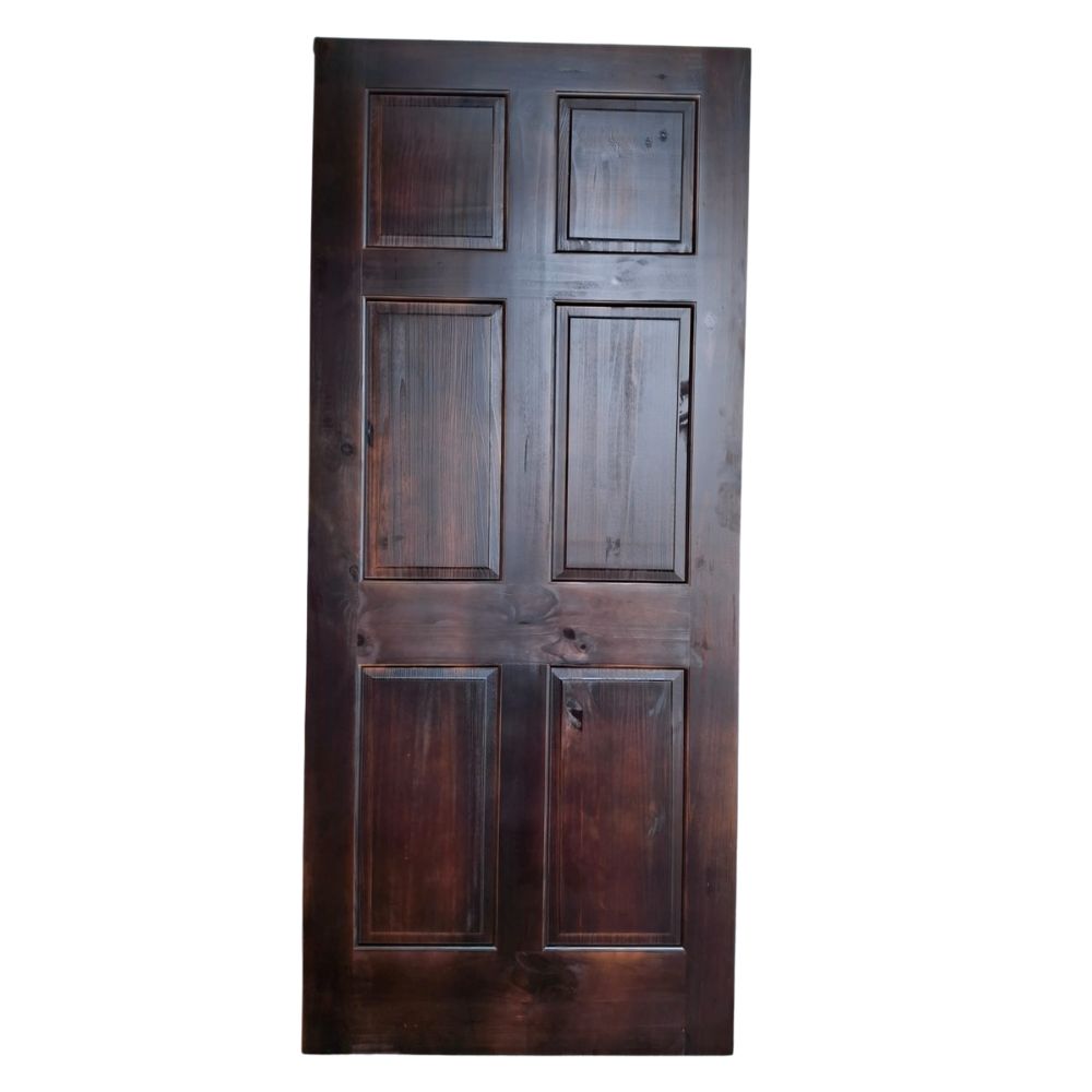 PUERTA PARA INTERIOR DE PINO CON NUDOS 6 PANELES (3X7) COLOR WENGUE