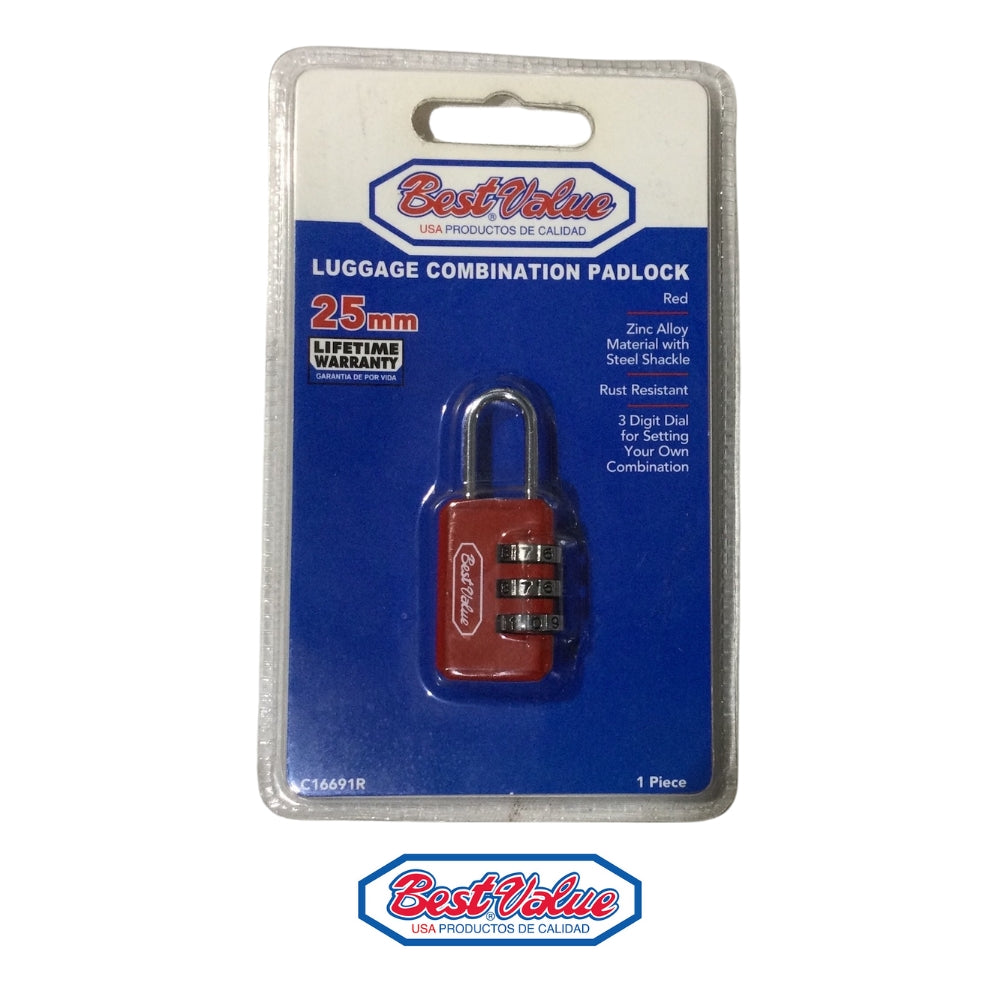 CANDADO COMBINACION P/MALETA ROJO