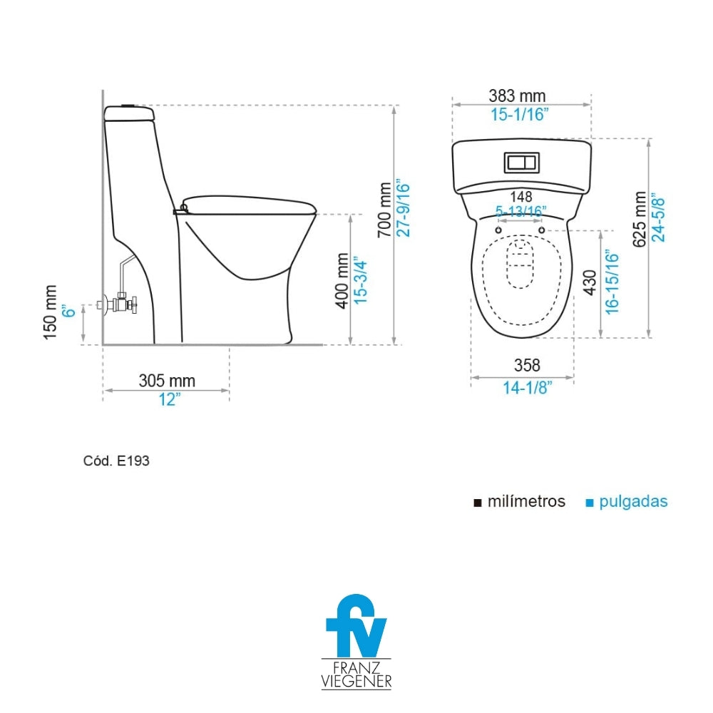 INODORO FV ONE PIECE MESTRE COLOR BLANCO E193-BL