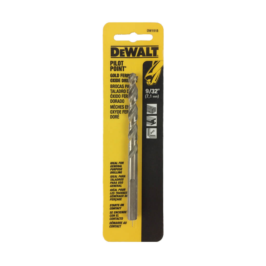 BROCA PUNTA PILOTA DORADA 9/32 PULGADAS DEWALT (DW1918)