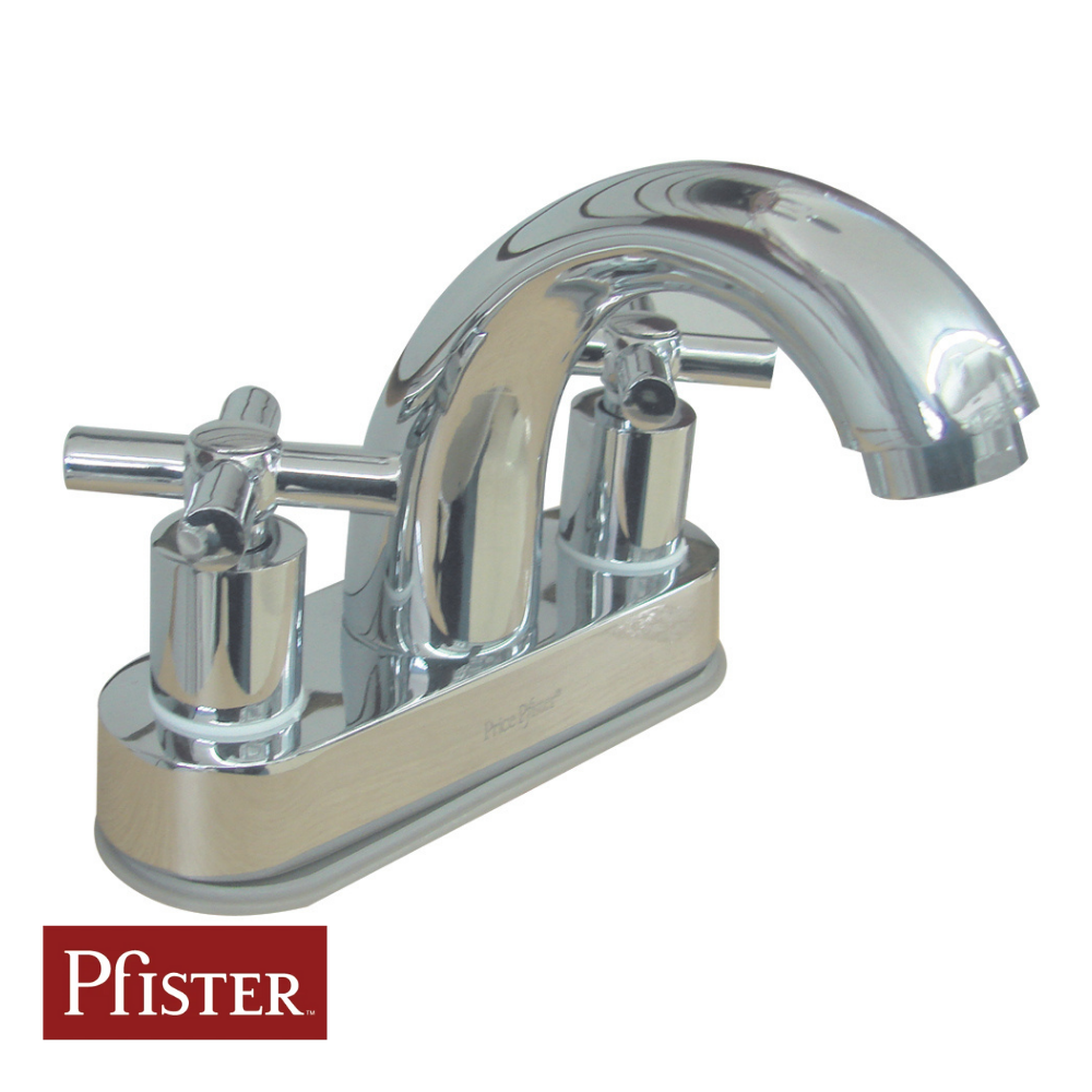 LLAVE PARA LAVAMANOS DE 4 PULGADAS DE 2 MANIJAS CRUZ SIN POP-UP ACABADO CROMADO 048-CSCPC PRICE PFISTER