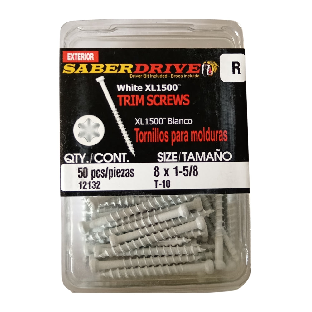 TORNILLO CABEZA RECORTADA BLANCO XL 1500 #8 x 1-5/8 PULGADAS