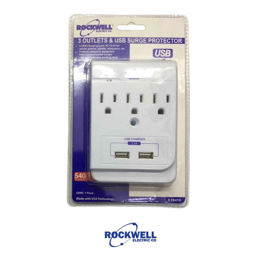 PROTECTOR DE VOLTAJE 3 SALIDAS/ 2 USB 15A/125V 1875W