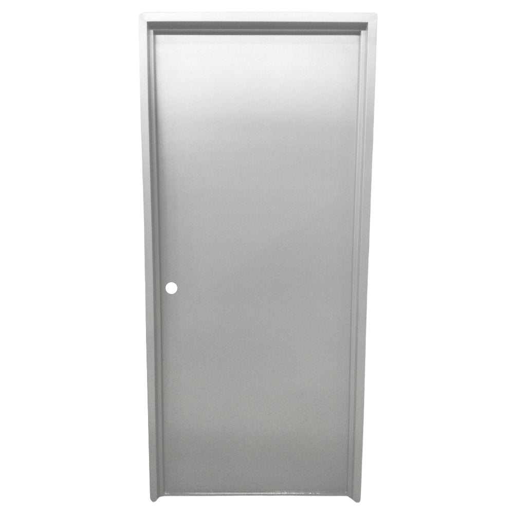 PUERTA DE METAL COMERCIAL LISA CON MARCO 3  X 7 PIES #20 GRIS DERECHA