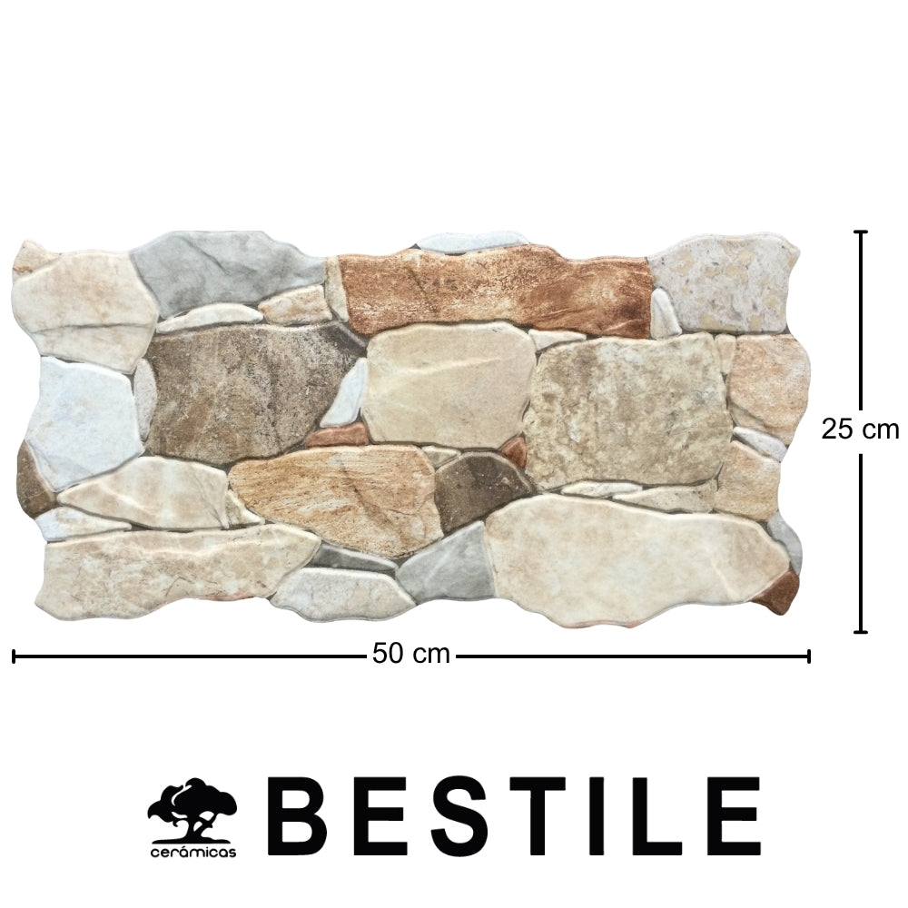 REVESTIMIENTO CERAMICO RIBASSOS PETRA CREMA MATE 25X50CM 1,75M2/CAJA