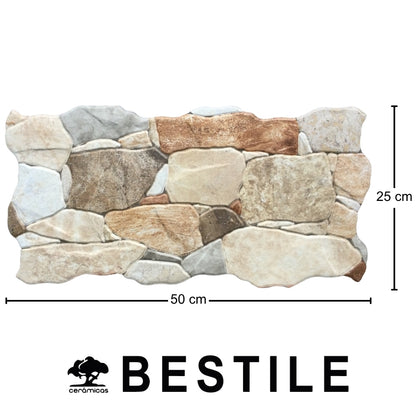 REVESTIMIENTO CERAMICO RIBASSOS PETRA CREMA MATE 25X50CM 1,75M2/CAJA