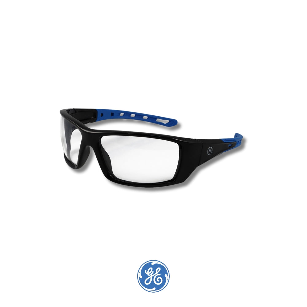 LENTE DE SEGURIDAD  ANTI-RAYADURA SERIE 06 GE106C DE COLOR NEGRO Y AZUL ANSI Z87.1