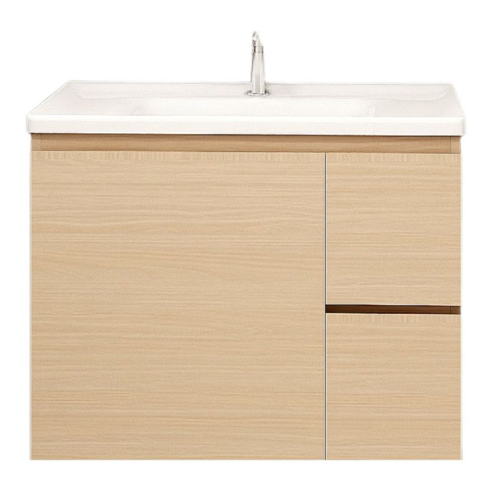MUEBLE DE BAÑO EN PLYWOOD LAMINADO AEREO CON LAVAMANO Y GRIFERIA 0.80X0.47X0.61 M COLOR MADERA YK201-B14 MOD. YKL-V004 PLY