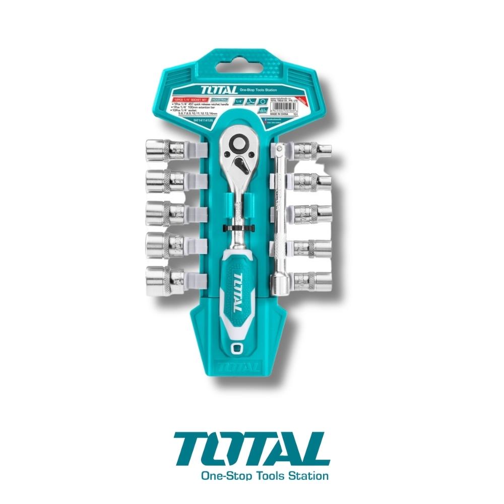 JUEGO DE RATCHET CON SOCKET 1/4 PULGADAS 12 PIEZAS TOTAL THT14114126