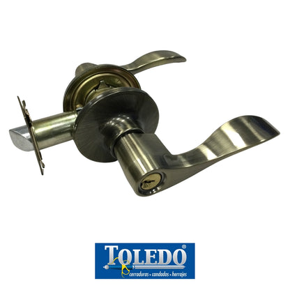 CERRADURA DE LEVER JAEN LLAVE-BOTN BRONCE ANTIGUO TOLEDO