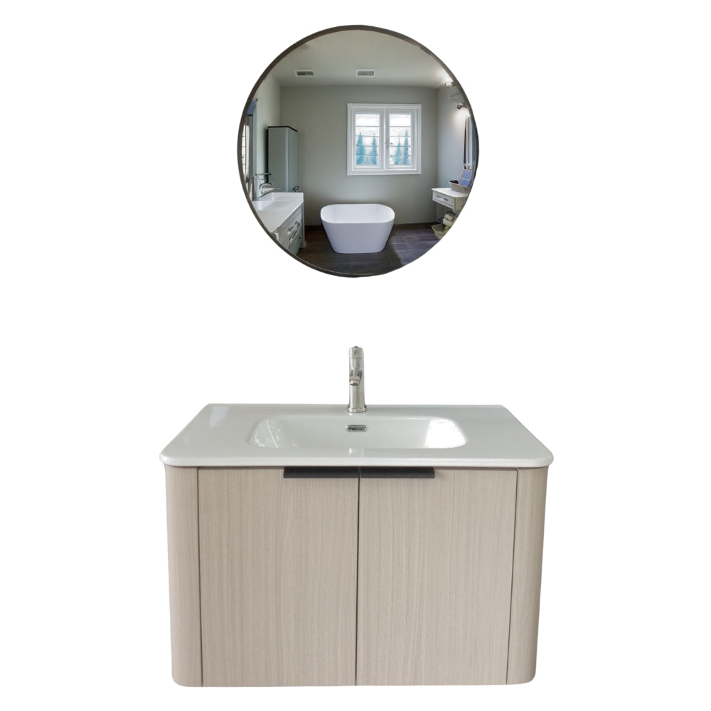 MUEBLE DE BAÑO DE PVC CON LAVAMANO Y GRIFERIA ESSENCE 80X46.5X50 CM INCLUYE ESPEJO 60X60 CM CAP117-80 GLG