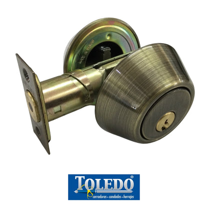 CERRADURA DEADBOLT LLAVE-LLAVE BRONCE ANTIGUO TOLEDO