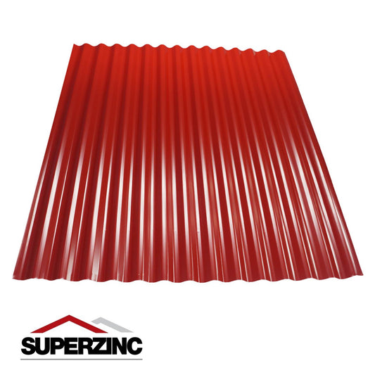 LAMINA DE ZINC CANAL CORRIENTE 20 PIES (6.0976m) ROJA SUPERZINC