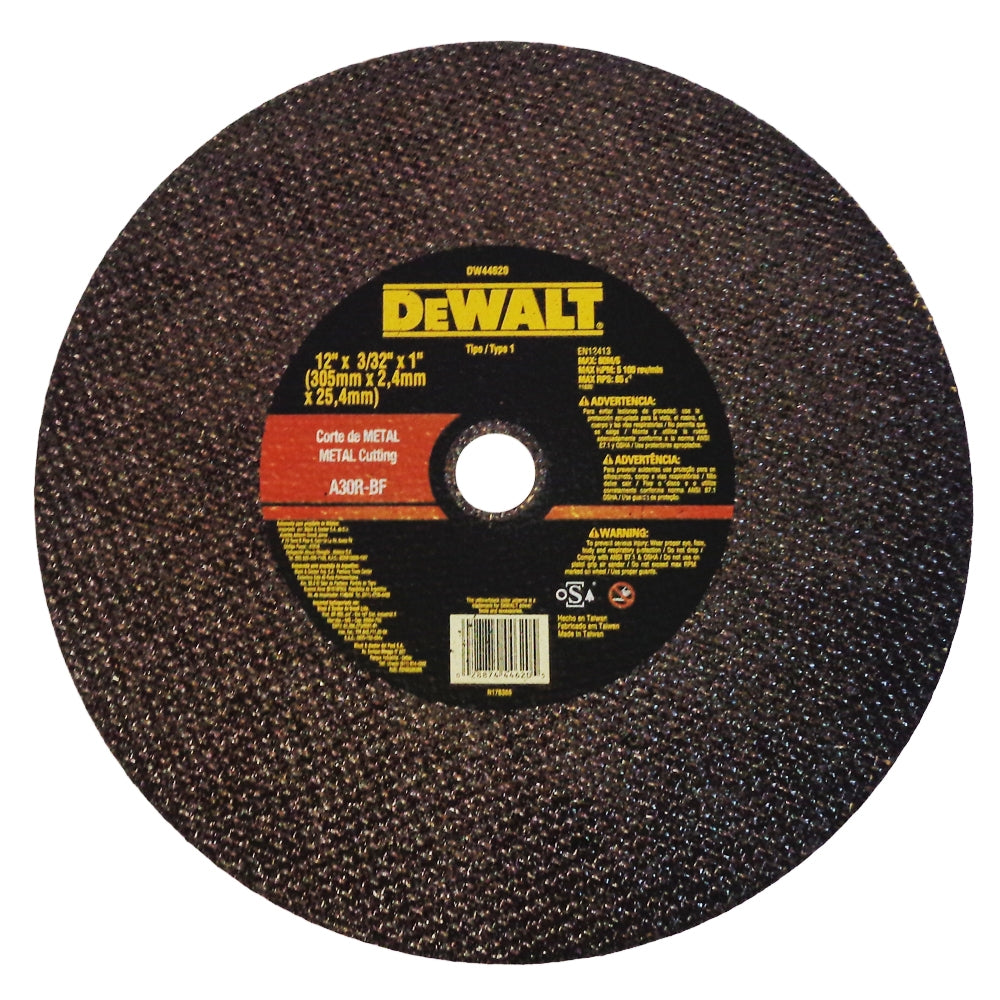 DISCO CORTE METAL 12 PULGADAS X 3/32 PULGADAS X 1 PULGADA  DW44620 DEWALT