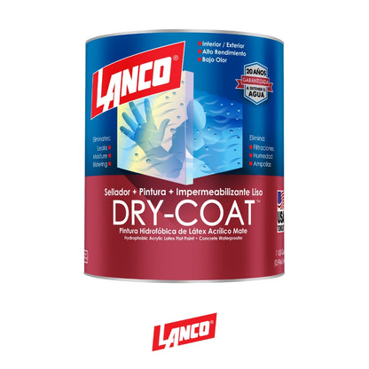 PINTURA IMPERMEABILIZANTE MATE DRY COAT LISO 1/4 GL DC480-5 LANCO