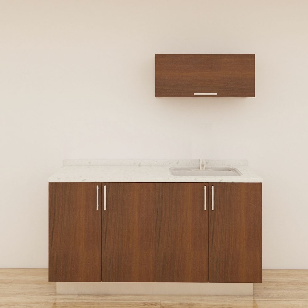 MUEBLE DE COCINA CON FREGADOR Y GABINETE AEREOS COLOR CHOCOLATE YKL-CG-06/TH2215 DERECHO 1.60M