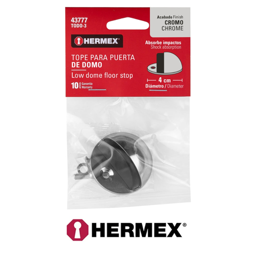 TOPE DE PUERTA TIPO DOMO CROMADO HERMEX