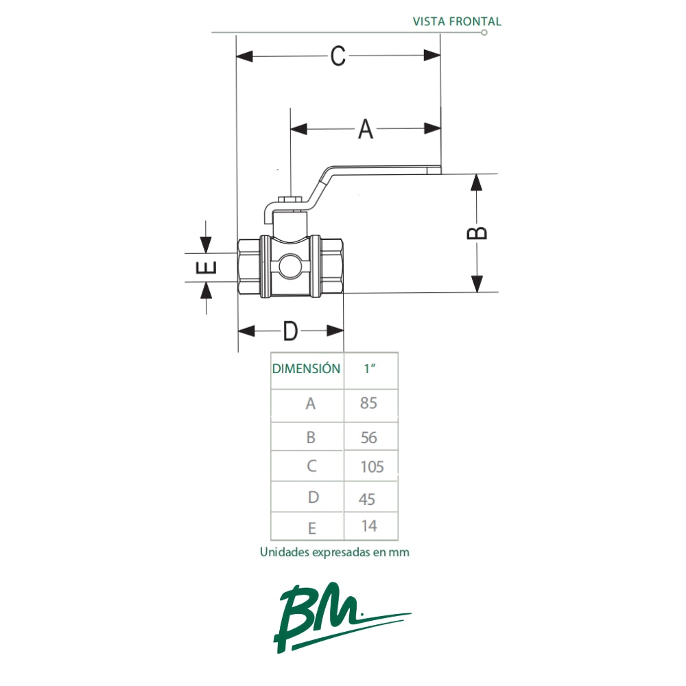 LLAVE DE BOLA 1/2 PULGADA CROMADA BM-VB1/2
