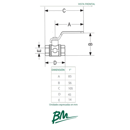 LLAVE DE BOLA 1/2 PULGADA CROMADA BM-VB1/2