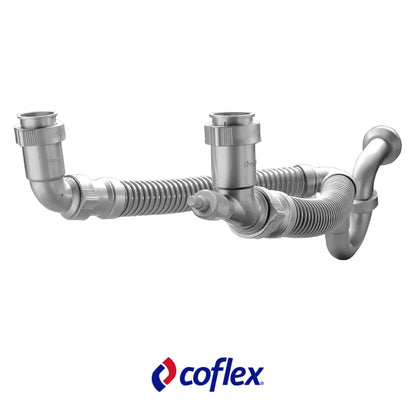 TRAMPA PARA FREGADOR DOBLE FLEXIBLE DE 10 PULGADAS X 1 1/2 PULGADAS ADAPTADOR DE 1 1/4 PULGADAS