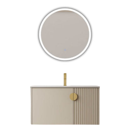 MUEBLE DE BAÑO DE PVC CON LAVAMANO Y GRIFERIA NATURAL FLOW 80X46.5X50 CM INCLUYE ESPEJO LED 60X60 CM CAP118-80 KK - KHAKI