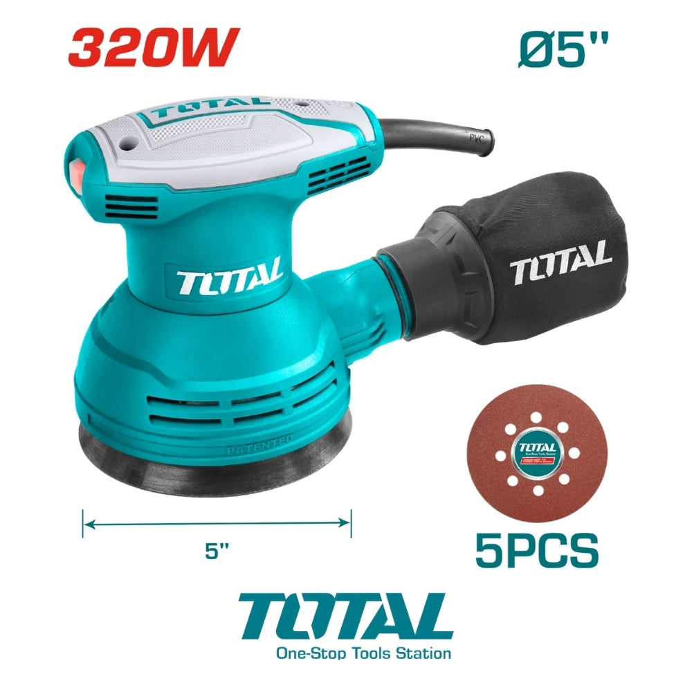 LIJADORA ORBITAL CIRCULAR ROTATIVA DE 5 PULGADAS 1300 RPM 320 W 110-120 V TOTAL UTF2131256