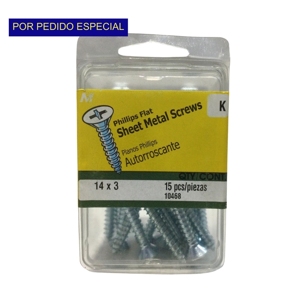 TORNILLO PARA LAMINA ZINCADO CAB PLANA PHILLIPS #14 x 3 PULGADAS