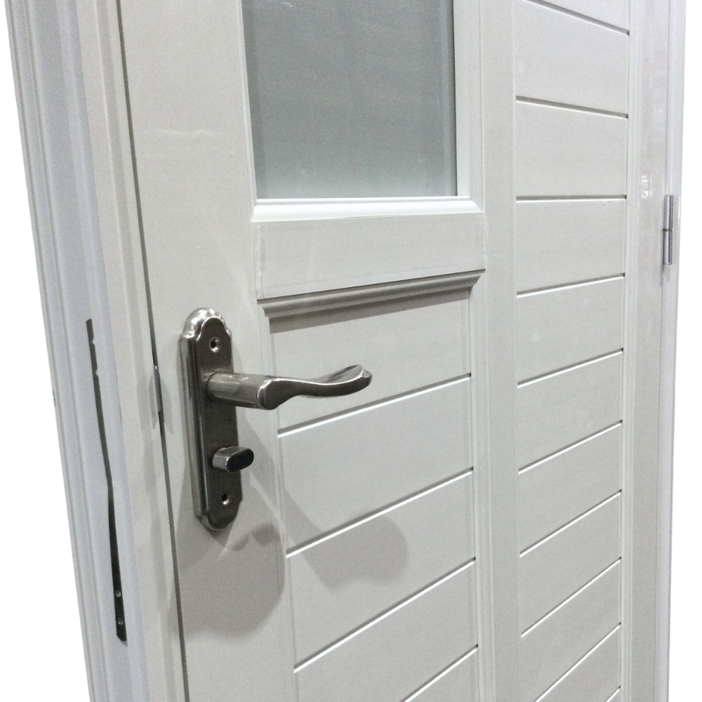 PUERTAS UPVC 3X7 CON MARCO 75MM BLANCO IZQUIERDA PG04 CON BISAGRAS Y CERRADURA