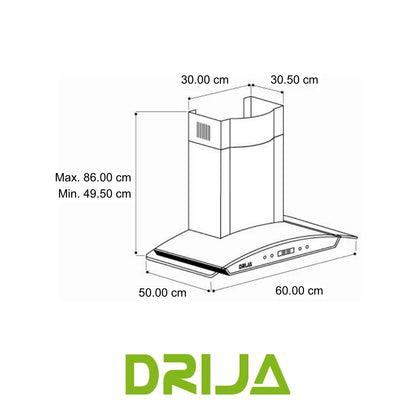 EXTRACTOR DE GRASA (CAMPANA) 60 CM ACERO (PRISMA TOUCH 60)