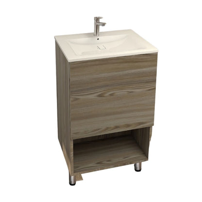 MUEBLE DE BAÑO CON LAVAMANOS Y GRIFERIA 1 PUERTA 0.51*0.41*0.86 M  COLOR MADERA FB18128 MOD. YKL-V002