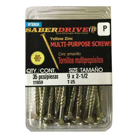 TORNILLO PARA MADERA MULTIUSO ZINC AMARILLO #9 x 2-1/2 PULGADAS