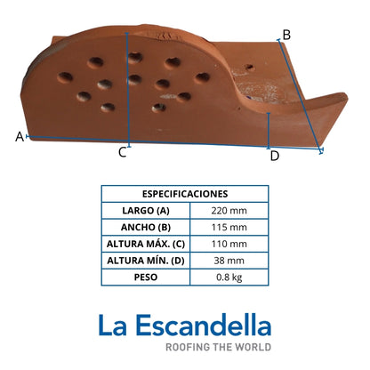 TAPA PAJARO TEJA ARCILLA ROJA ESCANDELLA (Q72R)
