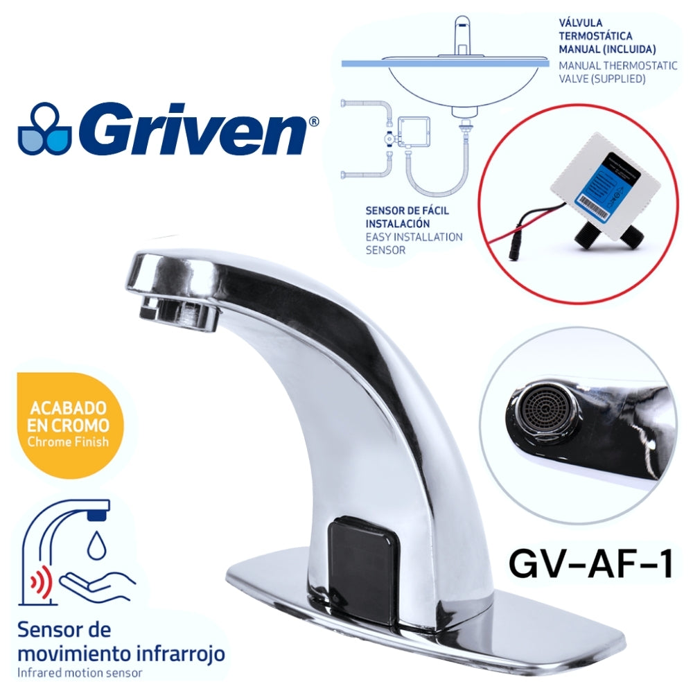 LLAVE MONOMANDO DE LAVAMANOS CON SENSOR - GV-AF-1 GRIVEN