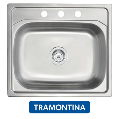 FREGADOR DE EMPOTRAR SENCILLO 21 PULGADAS X 20 PULGADAS TRAMONTINA