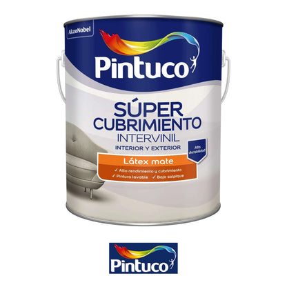 SUPER CUBRIMIENTO LATEX MATE BASE WHITE 1 GL (3.785L) 10374804 PINTUCO