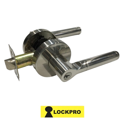 CERRADURA DE PALANCA CON  LLAVE SATIN NIQUEL LOCKPRO