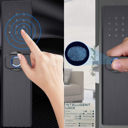 CERRADURA INTELIGENTE BIOMETRICA NEGRA DIGITAL 5 METODOS DE APERTURA HR-06 LOCKPRO