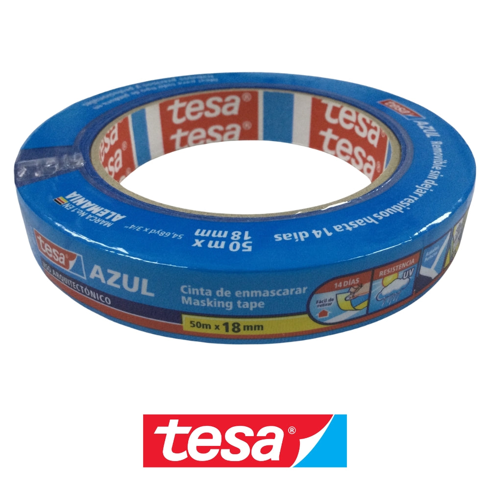 MASKING TAPE AZUL TESA DE 50M X 18MM TES01400