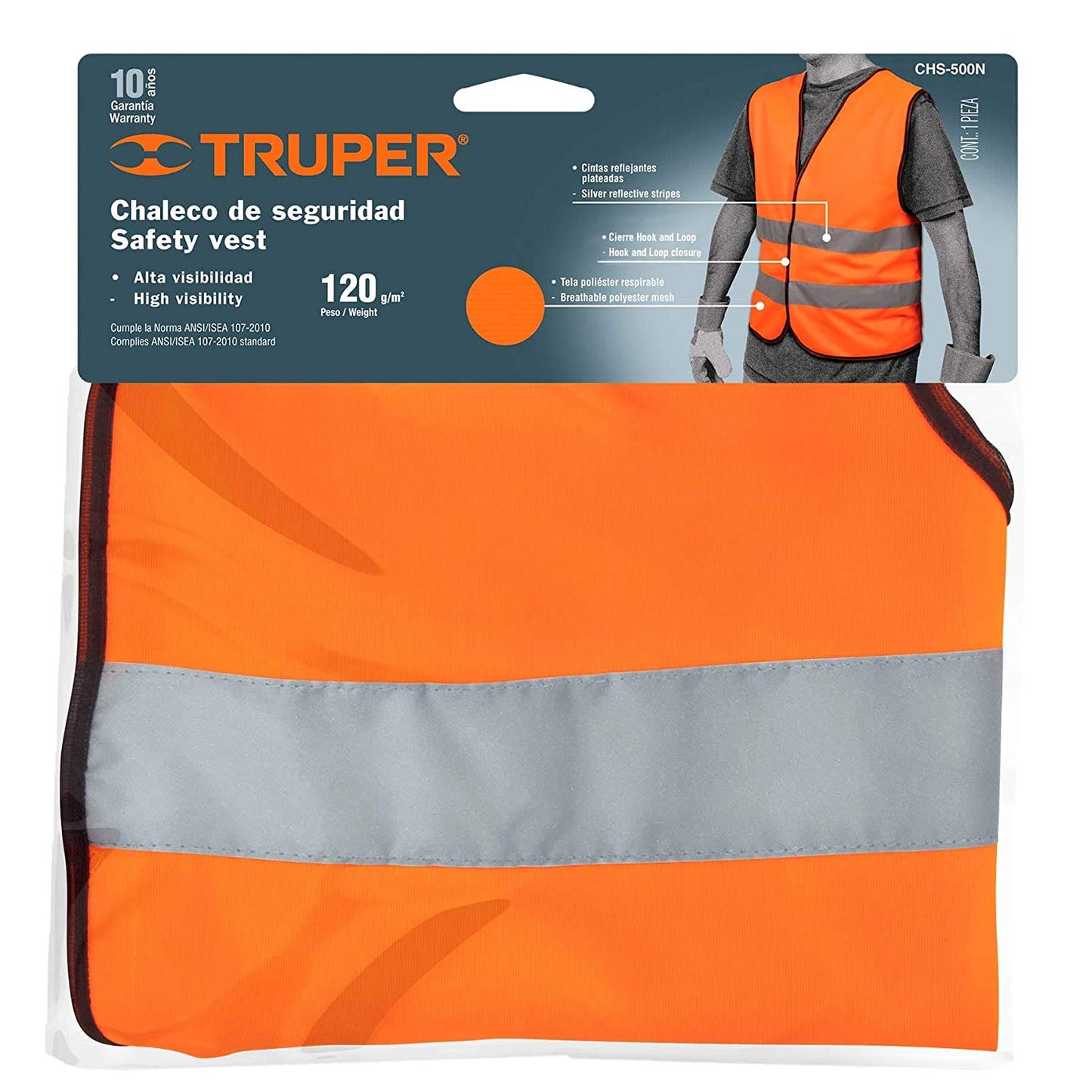 CHALECO DE SEGURIDAD POLIESTER NARANJA REFLECTIVO TRUPER
