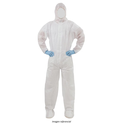 OVERALL DESECHABLE CON ZIPPER FRONTAL, CAPUCHA Y CUBRE ZAPATOS, TALLA L