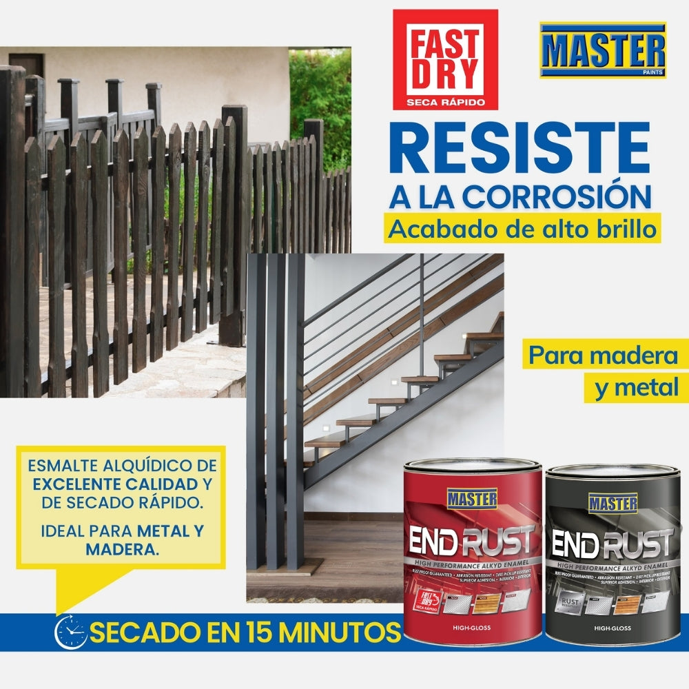 ESMALTE DE ACEITE ANTICORROSIVO BASE SECADO RAPIDO END RUST FAST DRY MTB  CUARTO VV2773P MASTER