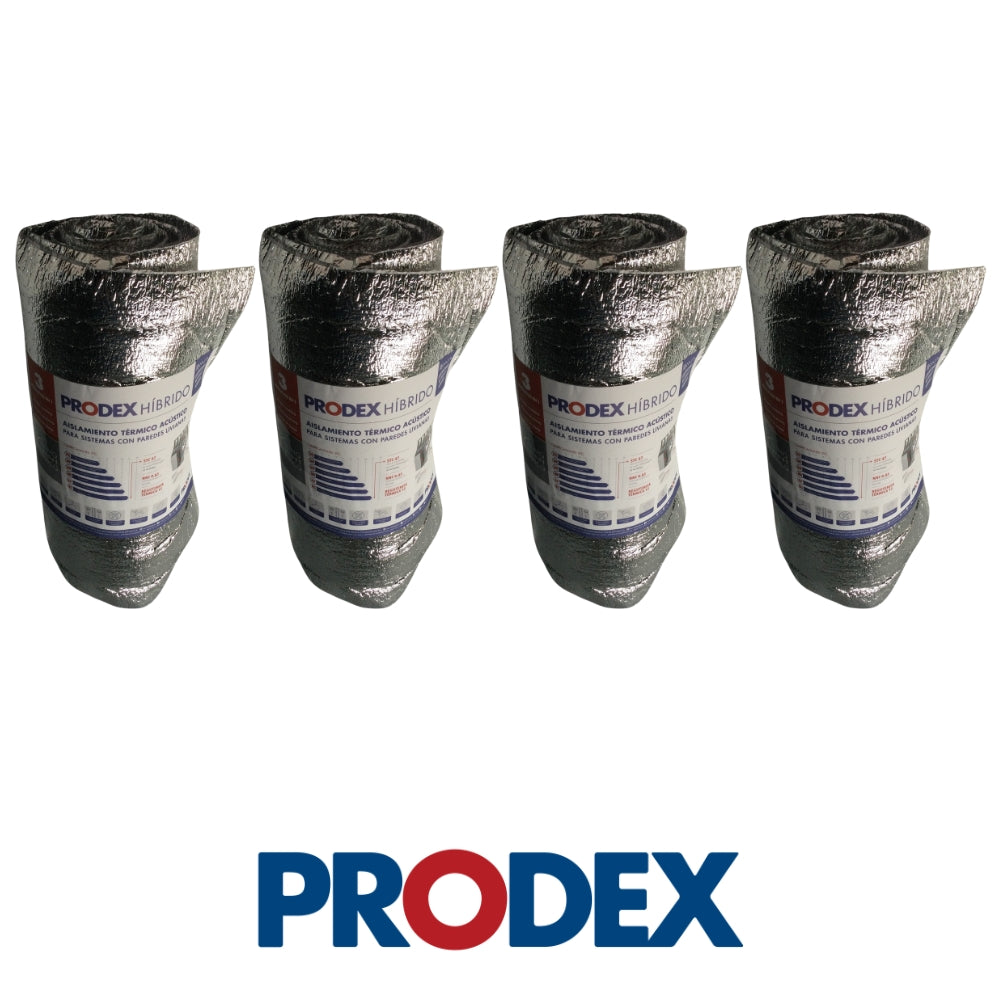 AISLANTE HIBRIDO TÉRMICO/ACÚSTICO 2 PULGADAS X 16 PULGADAS X 8´ FIBRA MINERAL PQT 4 ROLLOS PRODEX