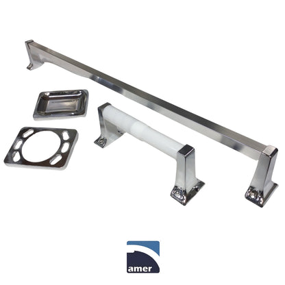 JUEGO DE ACCESORIOS DE BAÑO 24 PULGADAS PLASTICO CROMADO AMER