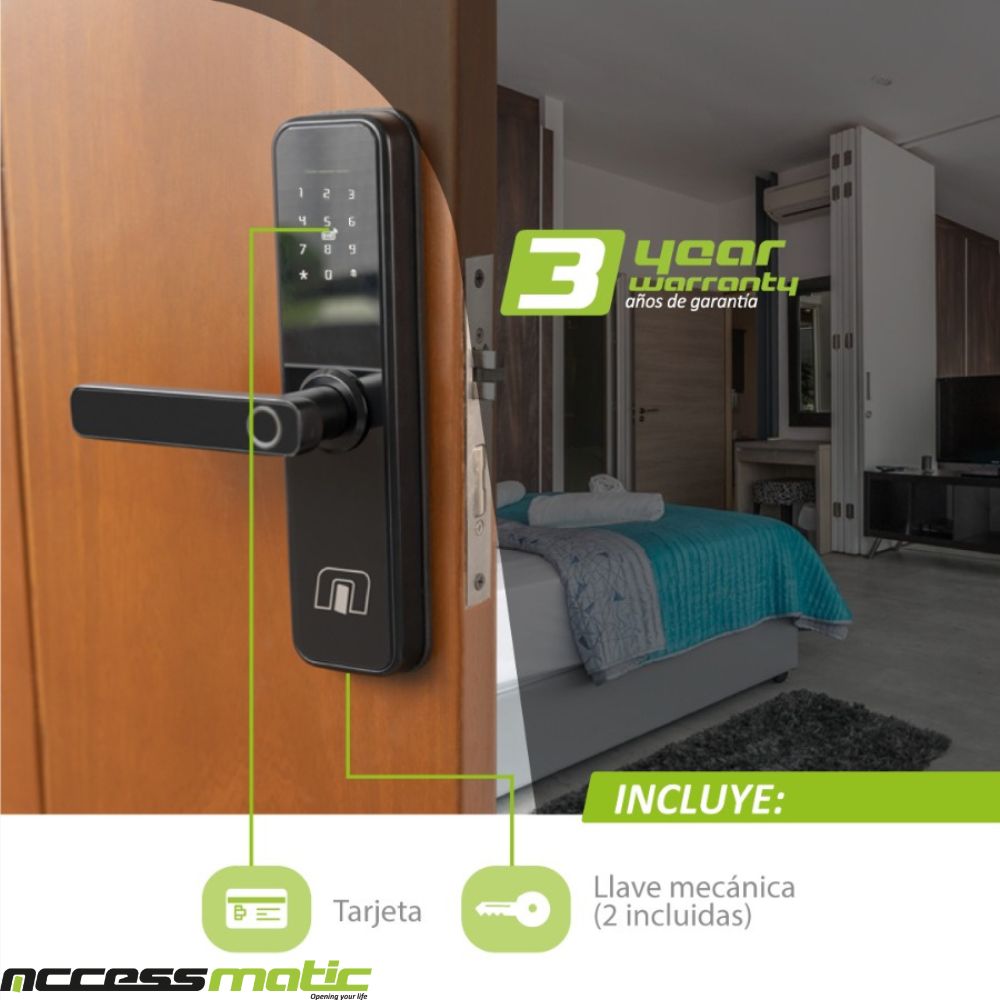 CERRADURA INTELIGENTE BIOMETRICA DIGITAL 5 METODOS DE APERTURA CILINDRO T-C 2 PESTILLOS