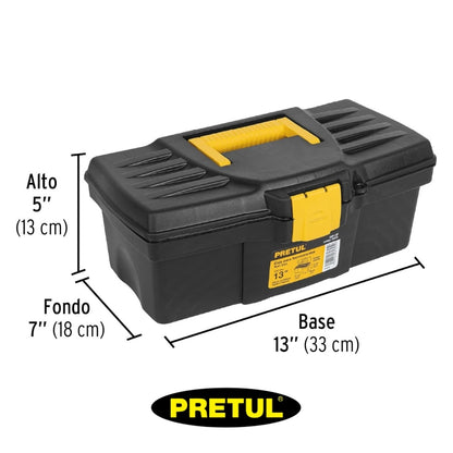 CAJA DE HERRAMIENTA NEGRO/AMARILLO PRETUL 13 PULGADAS