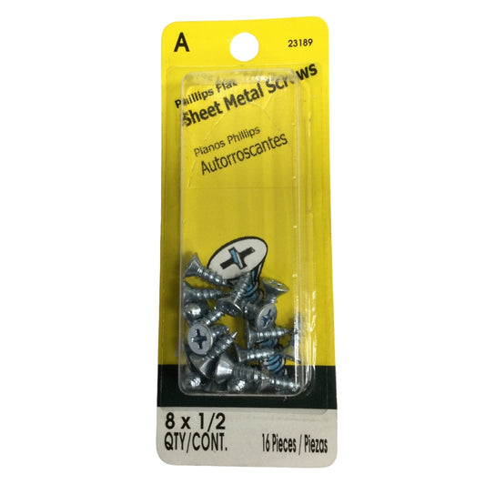 TORNILLO PARA LAMINA ZINCADO CAB PLANA PHILLIPS #8 x 1/2 PULGADAS